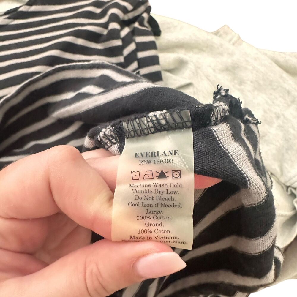 EVERLANE The Mariner Striped Long Sleeve Black/Gray Large‎ - Picture 4 of 5